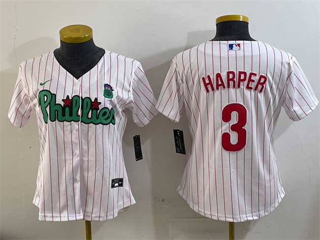 Womens Philadelphia Phillies #3 Bryce Harper Phanatic White Stitched Jersey